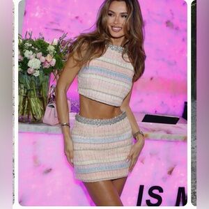 Jessica Bara picky tweed top and mini skirt two piece set size medium /size 4